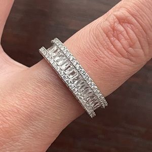 Silver Crystal Baguette Ring